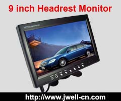 9 inch Headrest LCD Monitor, Picture can be left/right and up/down rotate