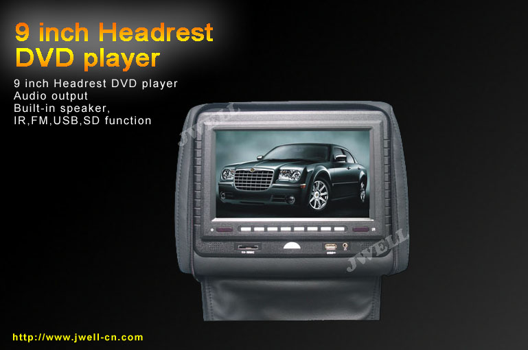 9 Inch LCD Headrest DVD/DIVX/FM/IR/USB/SD/MMC/MS, TV is optional