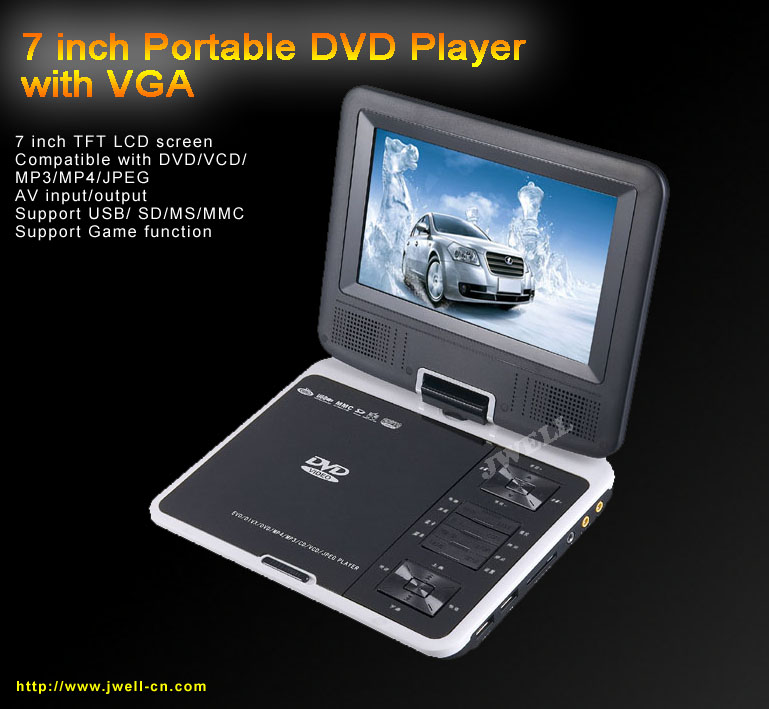 7 inch Portable DVD Player with TV System